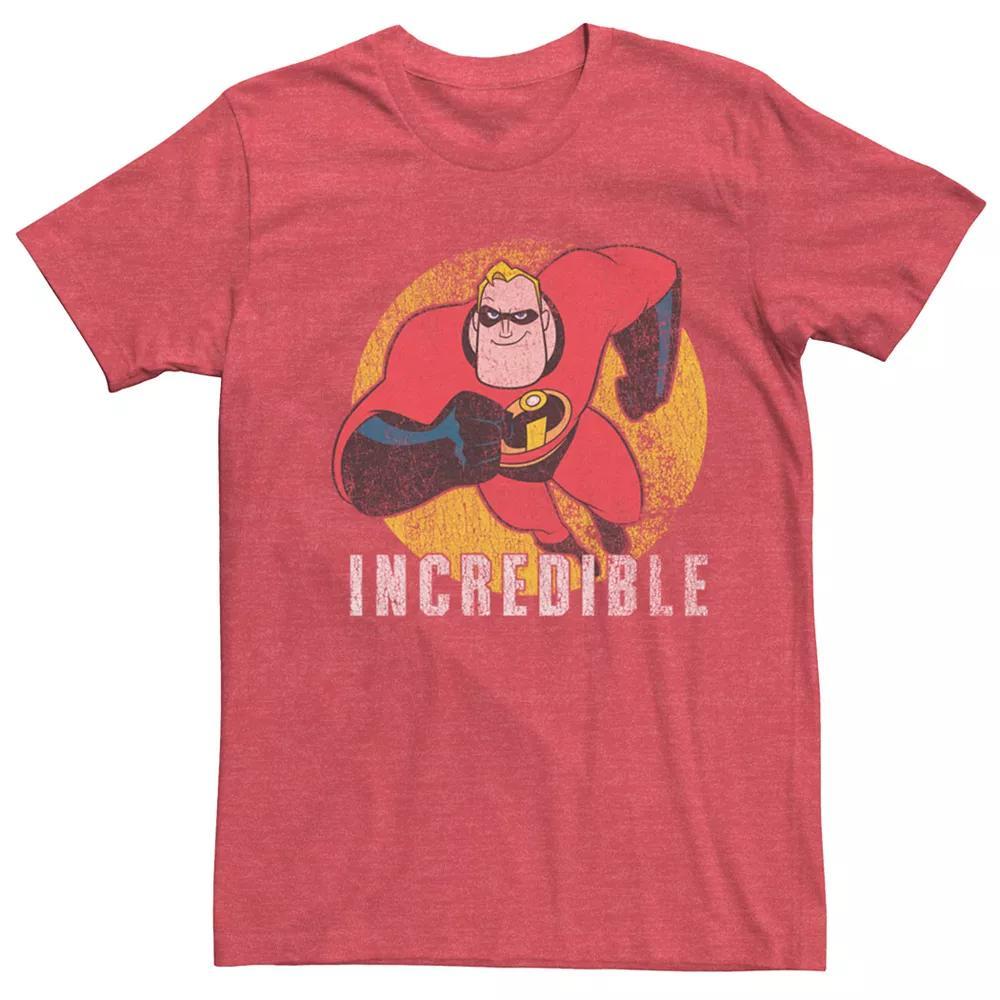Disney / Pixar's The Incredibles Mr. Incredible Men's Run Distress Tee, Size: Large, Red Grey Product Image