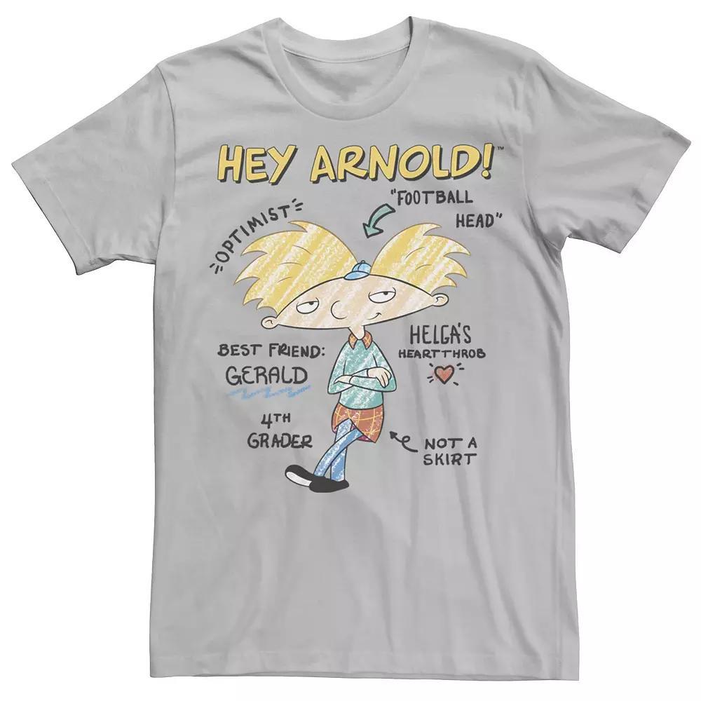Men's Hey Arnold Attribute Diagram Sketch Tee, Size: Medium, Silver Product Image