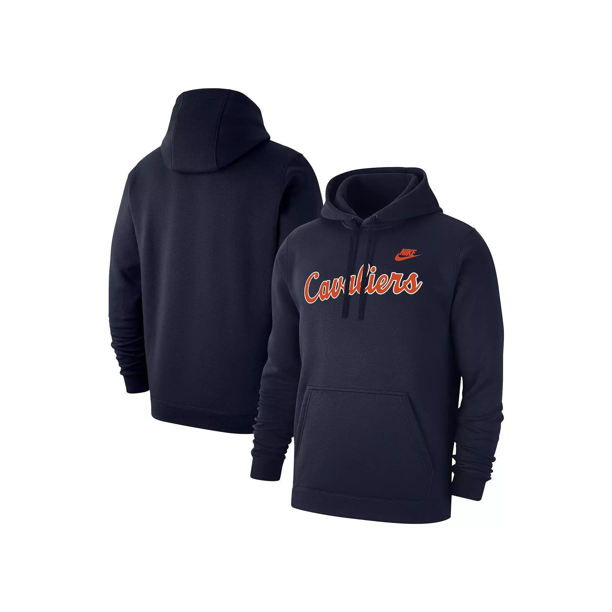 Men's Nike Navy Virginia Cavaliers Vintage Script Club Fleece Pullover Hoodie, Size: 3XL, Blue Product Image