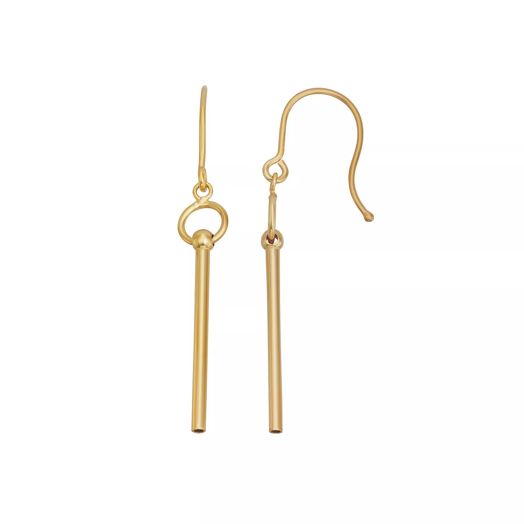 Au Naturale 14k Gold Tube Drop Earrings, Women's Product Image