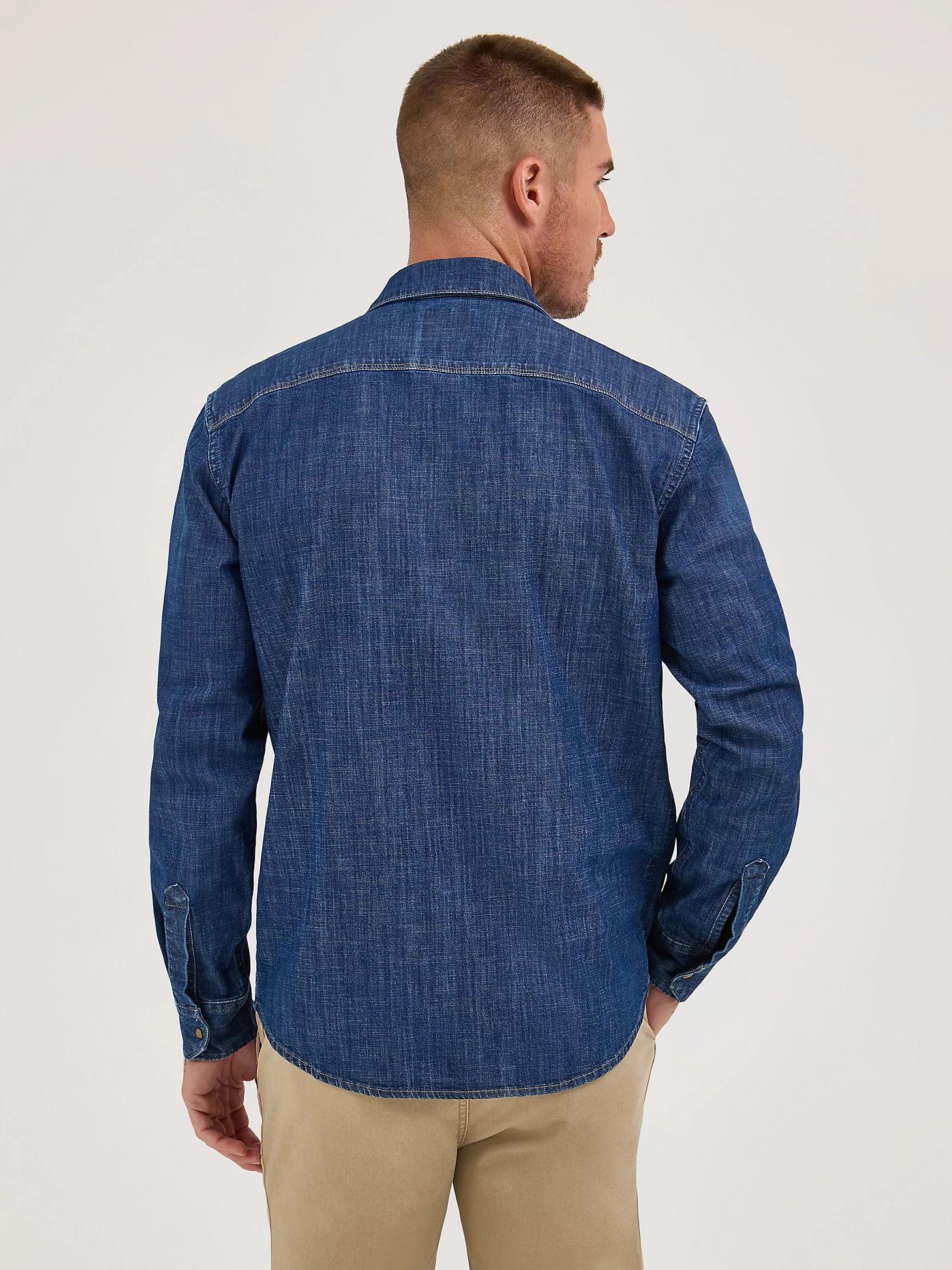 Men's Denim Western Snap Shirt | Men's SHIRTS | Wrangler® Product Image