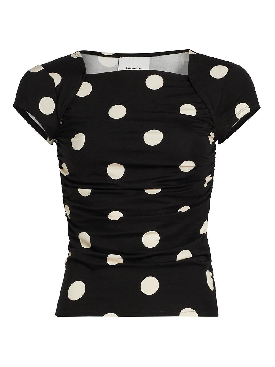 Womens Addison Polka Dot Stretch Knit Top Product Image