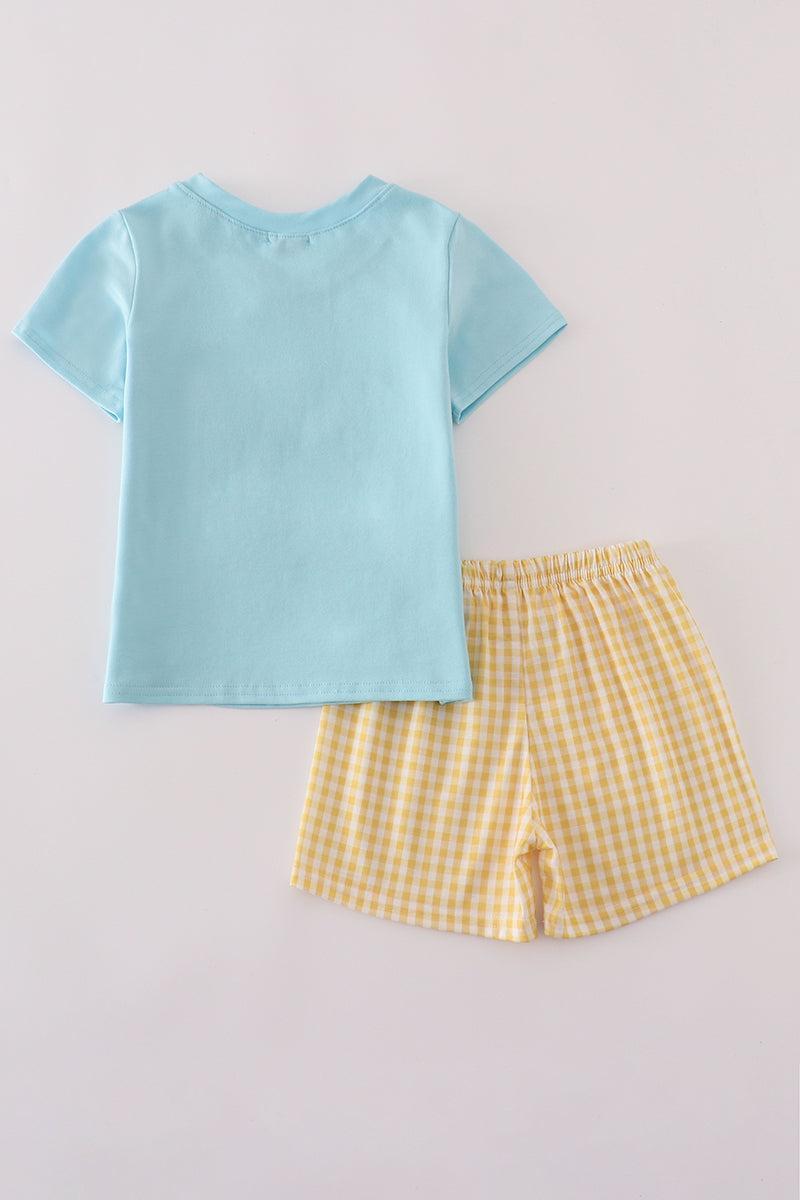 Blue animals applique shorts set Product Image