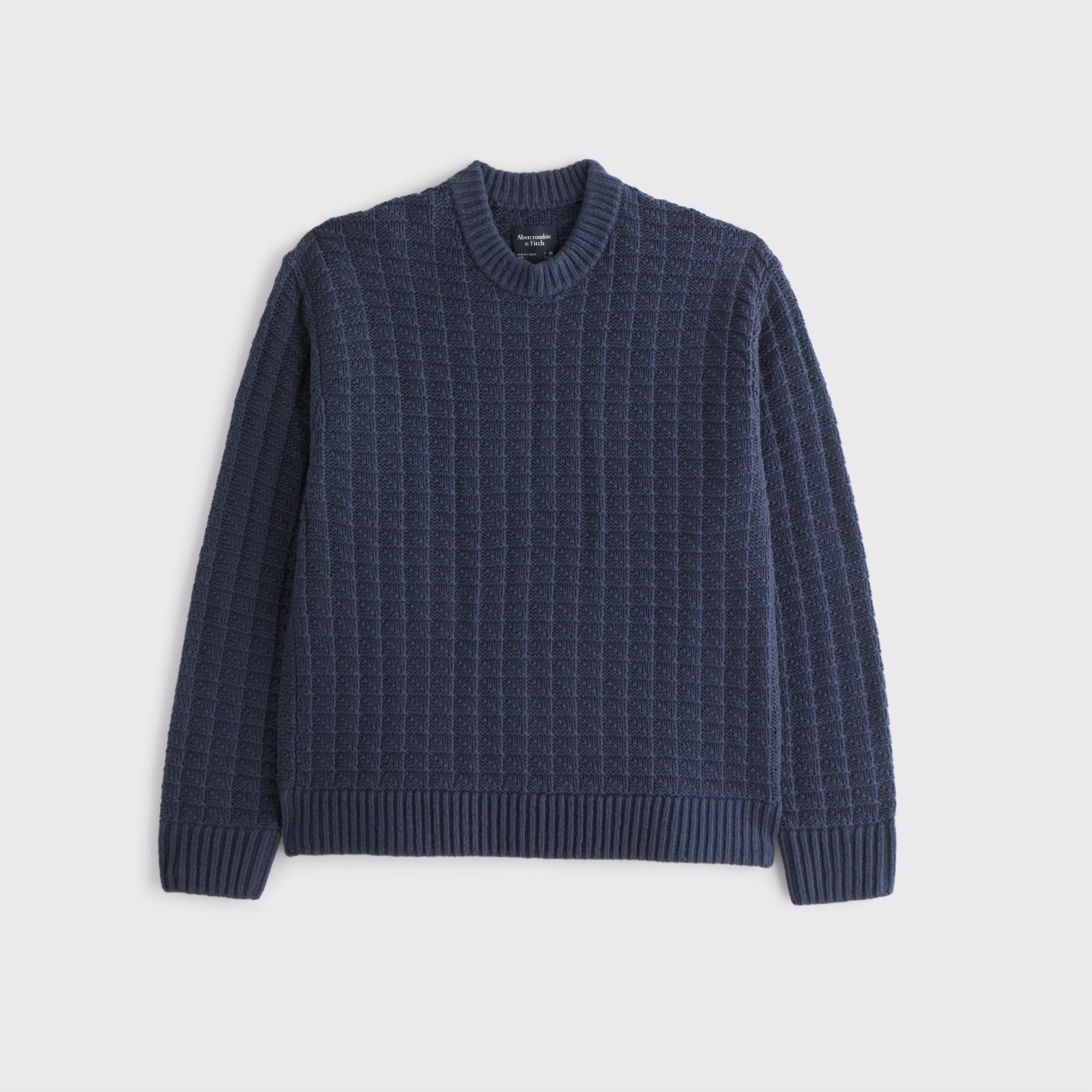 Oversized Checkered Stitch Crew Sweater Product Image