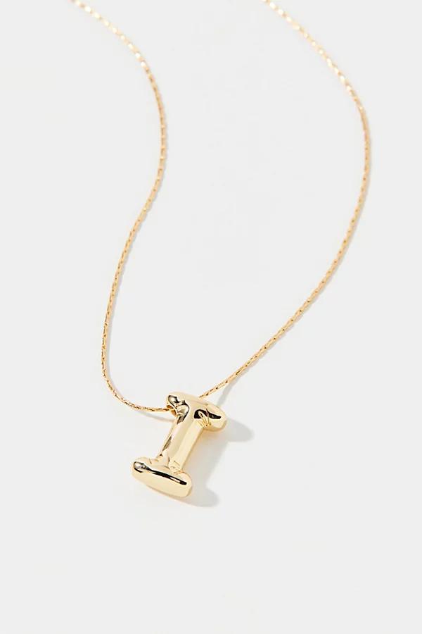 14k Gold Plated Bubble Initial Charm Necklace, Womens at Urban Outfitters Product Image