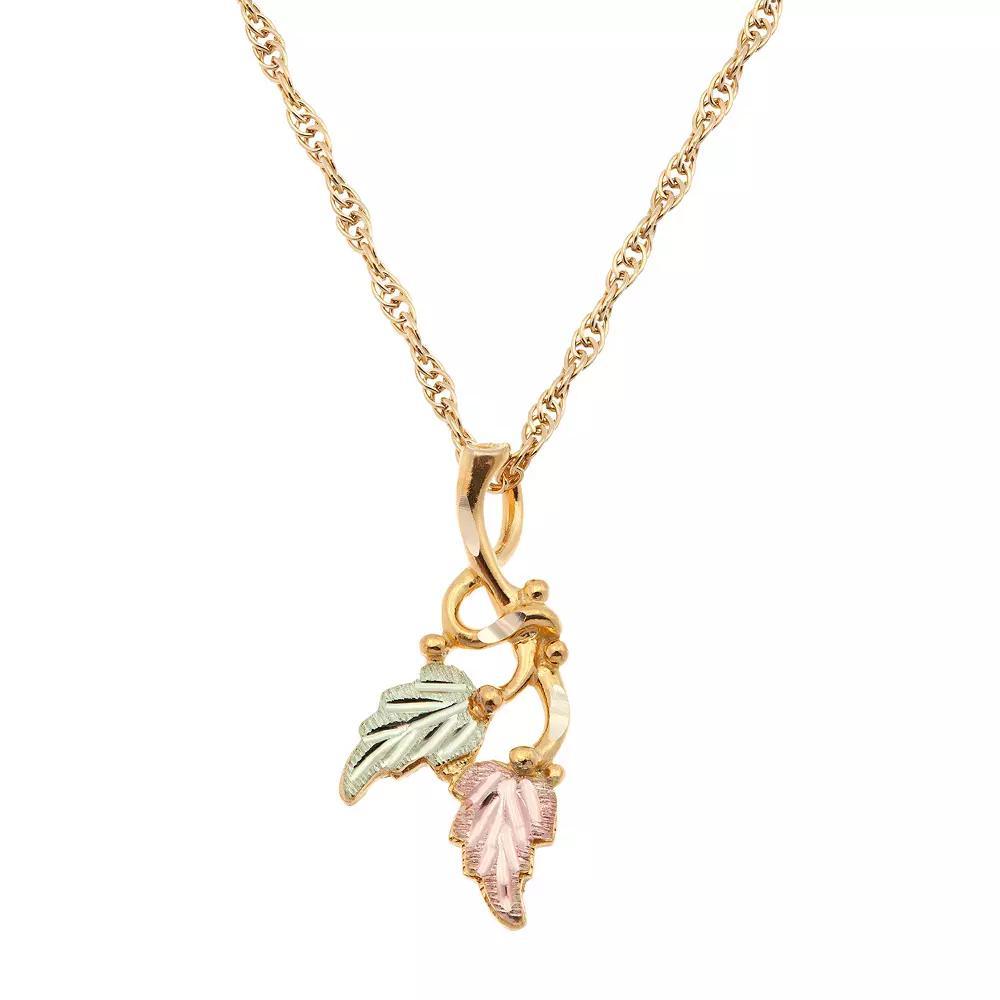 Black Hills Gold Tri Tone Leaf Pendant Necklace, Women's, Size: 18", 10k Gold Product Image