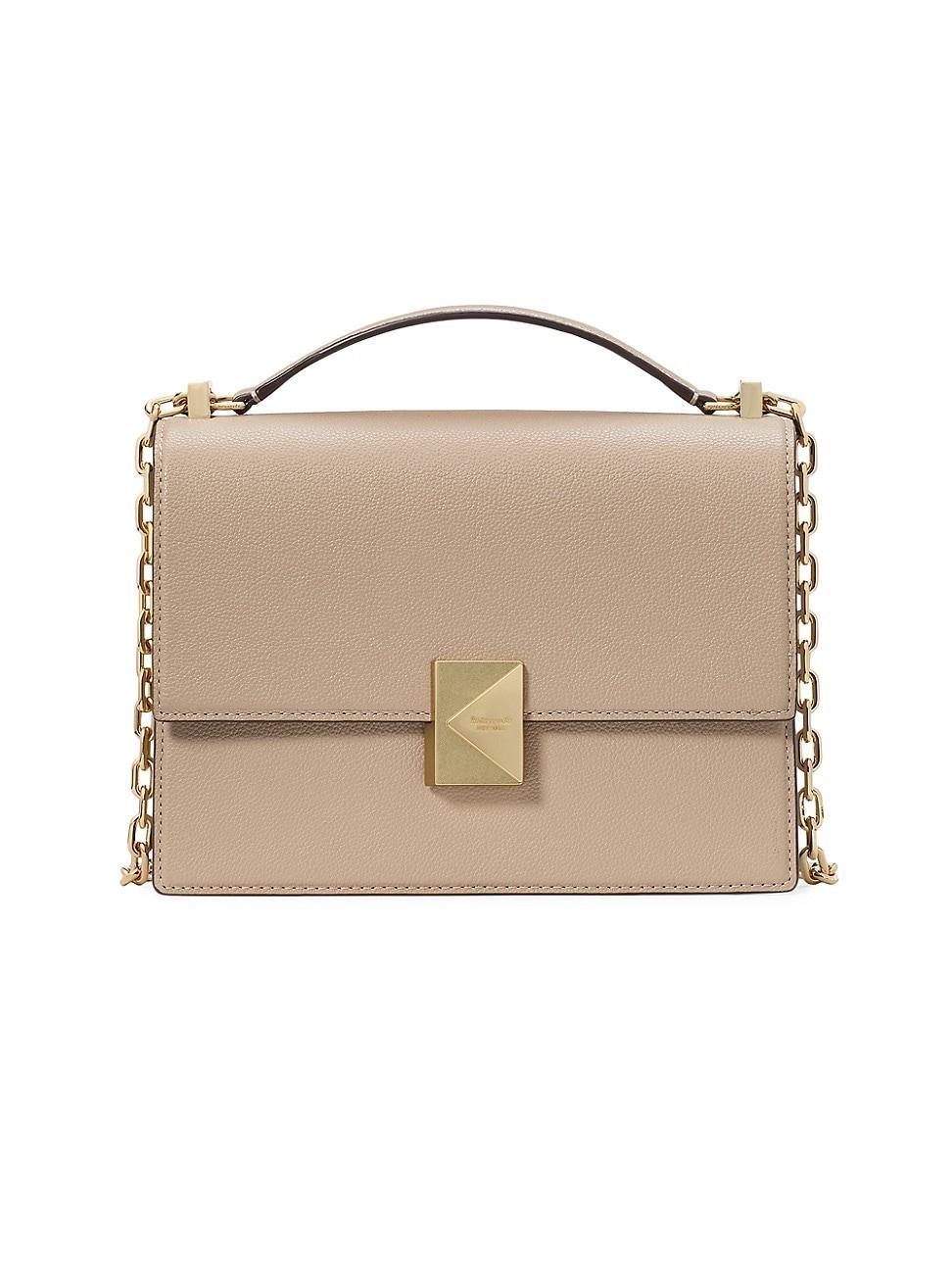 Womens Deco Pebbled Leather Chain Shoulder Bag Product Image