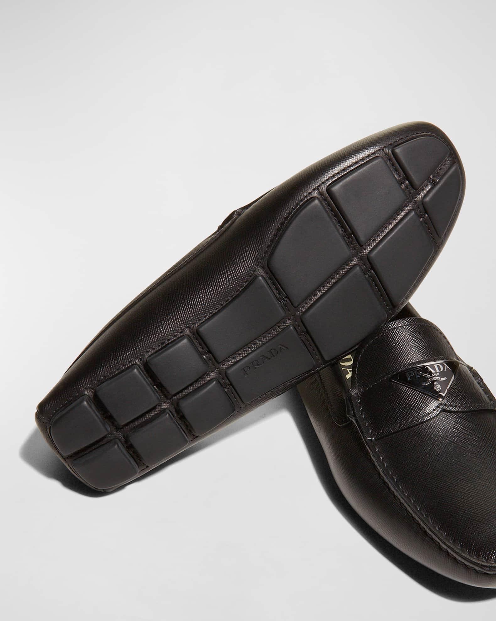Men's Triangle Logo Leather Drivers Product Image