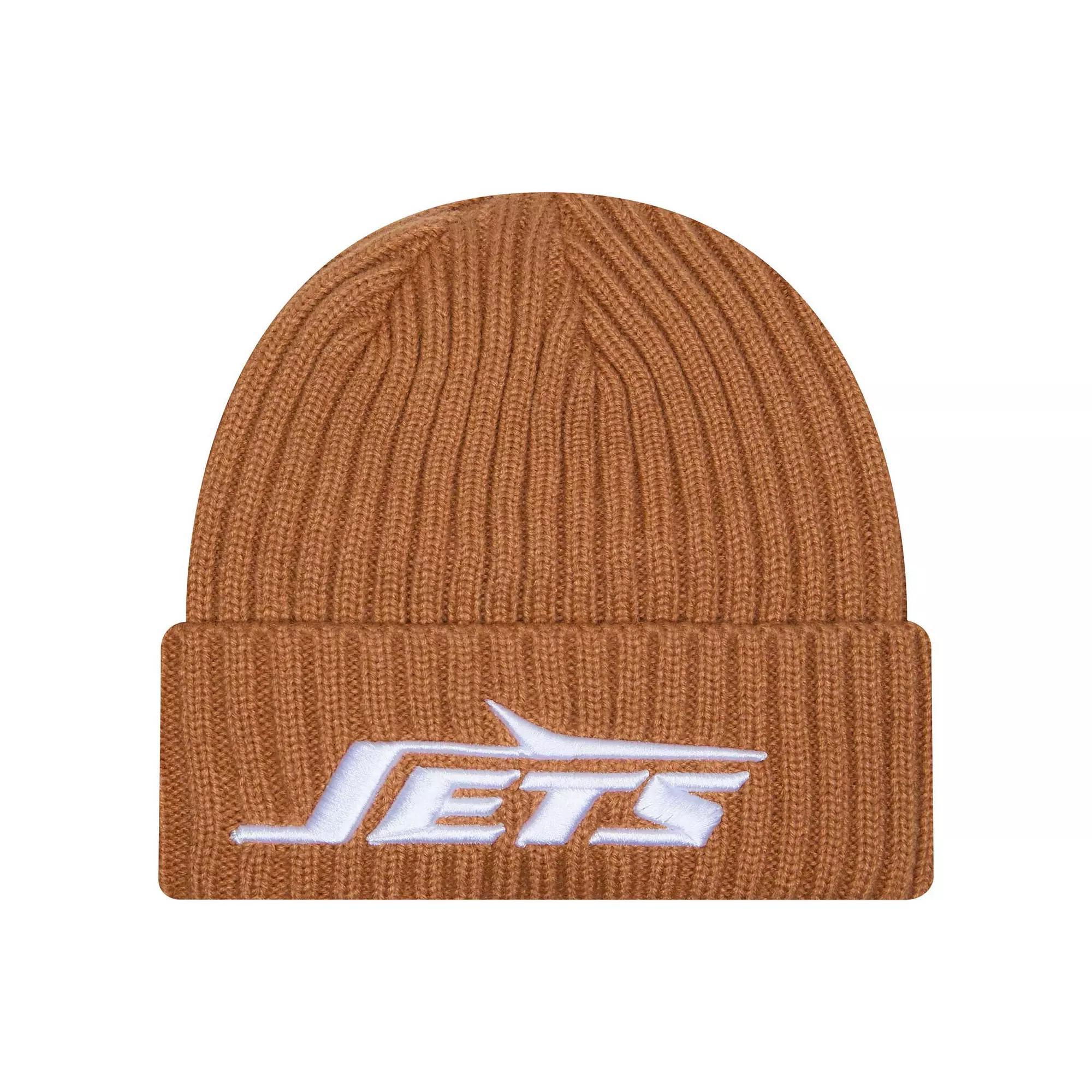 Mens New Era Tan New York Jets Color Pack Cuffed Knit Hat Product Image