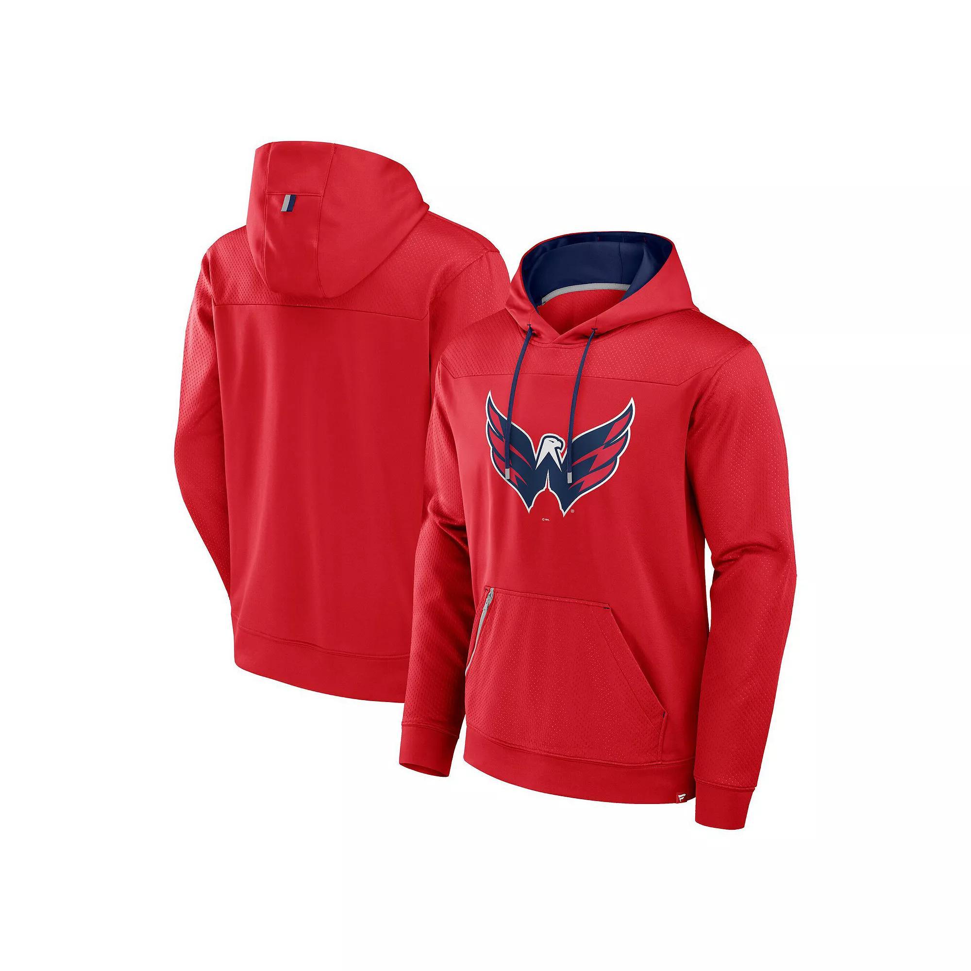 Men's Fanatics  Red Washington Capitals Defender Pullover Hoodie, Size: XL Product Image
