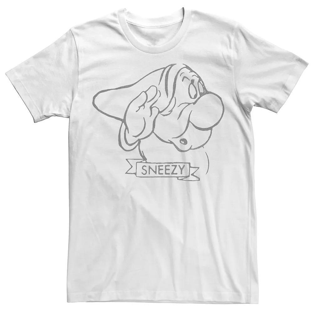 Big & Tall Disney Snow White Sneezy Line Art Big Face Tee, Men's, Size: 3XL Tall Product Image