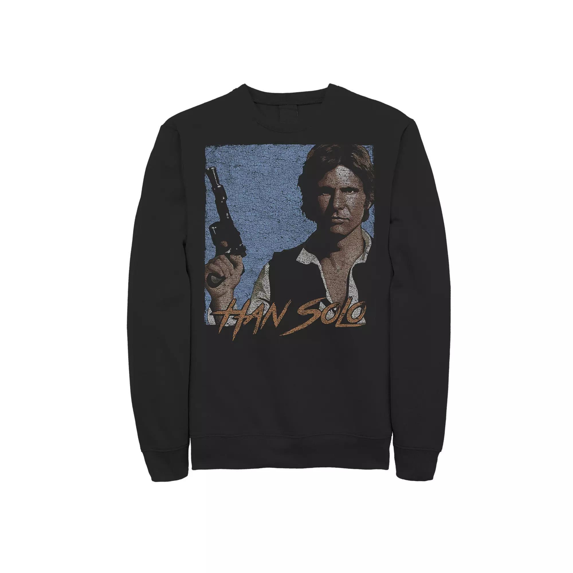 Men's Star Wars Han Solo Shadows Blue Background Portrait Sweatshirt, Size: 3XL, Black Product Image