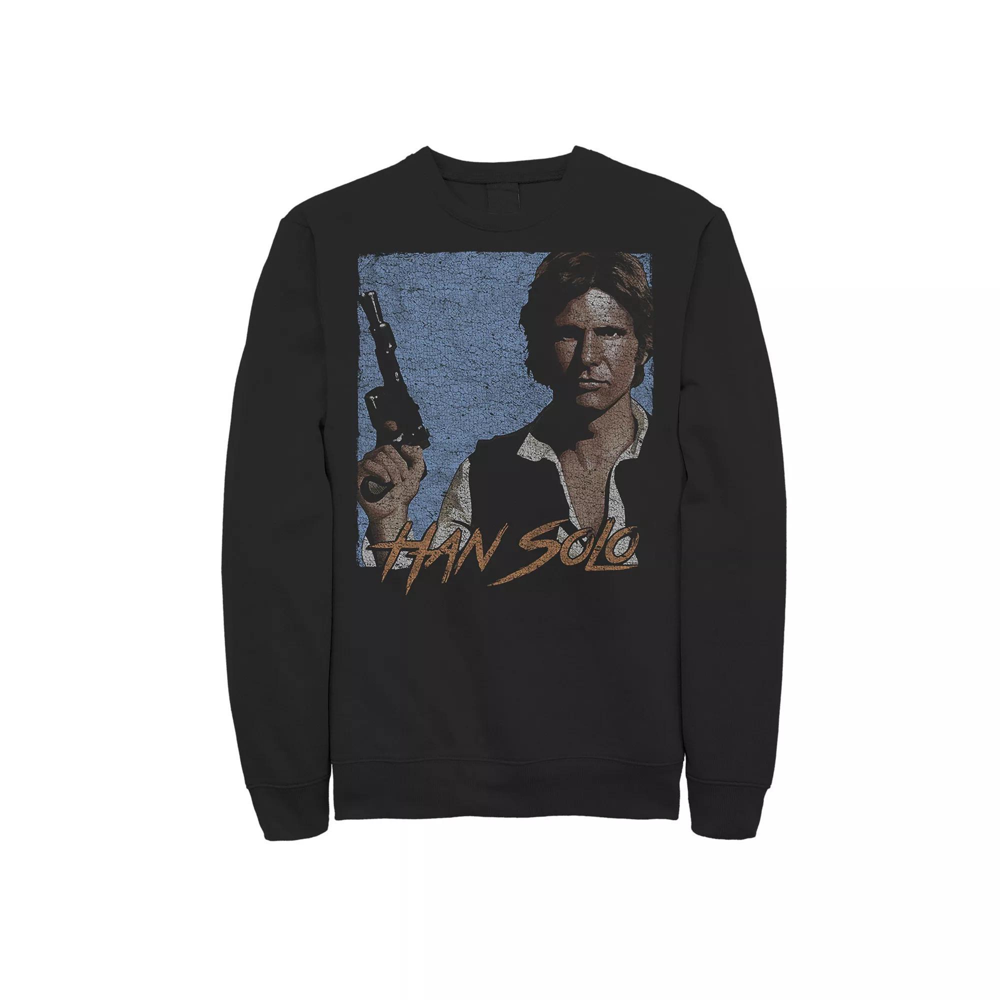 Men's Star Wars Han Solo Shadows Blue Background Portrait Sweatshirt, Size: 3XL, Black Product Image