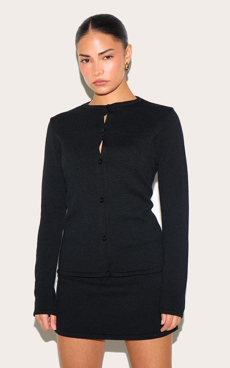 Petite Black Fine Knitted Mini Skirt Product Image
