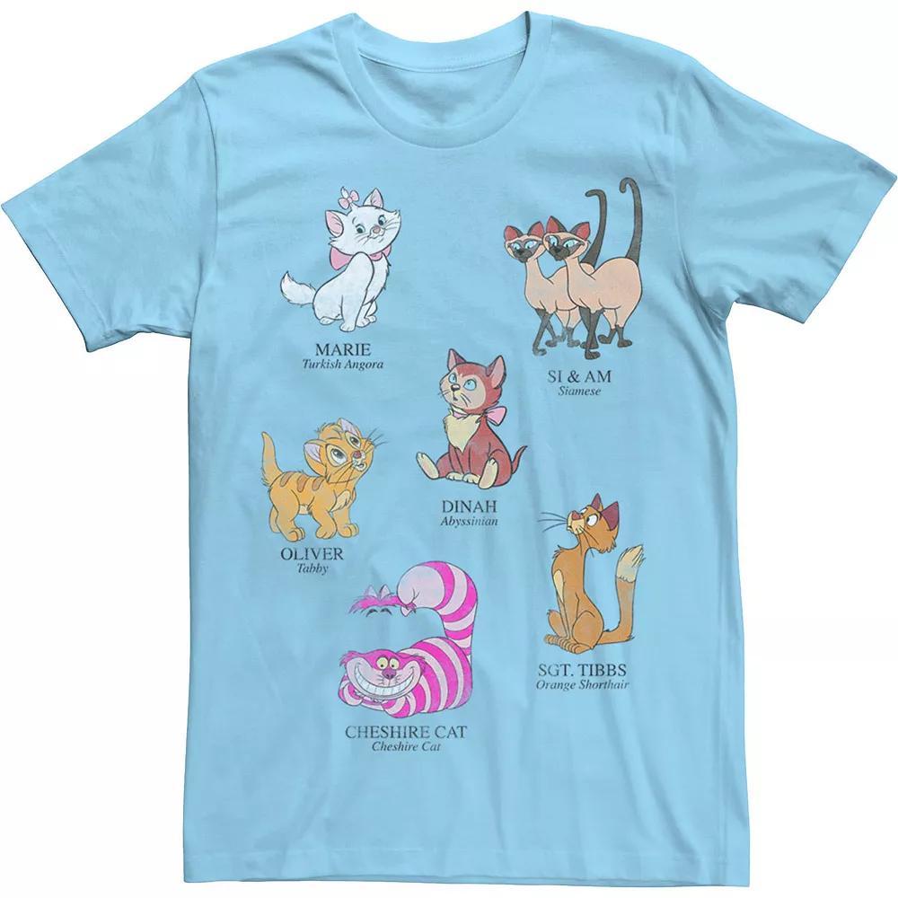 Disney's Mickey And Friends Men's Cat Names And Breeds Tee, Size: Small, Light Blue Product Image