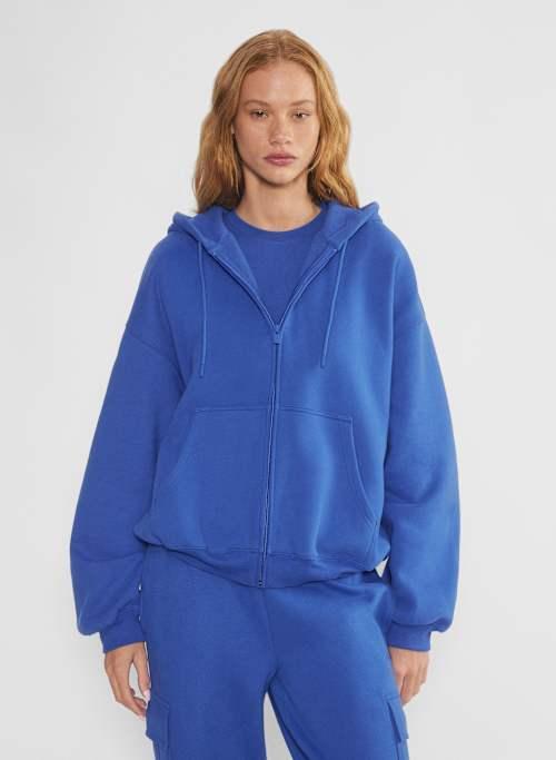cozy fleece mega drop shoulder zip hoodie Product Image