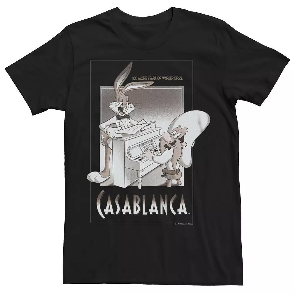 Men's Looney Tunes Bugs And Yosemite Sam Casablanca Piano Graphic Tee, Size: Large, Black Product Image