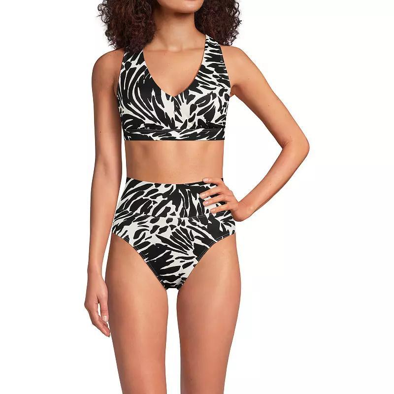 Women's Lands' End V-Neck Tankini & High Waisted Bottom 2-pc. Swimsuit Set, Size: Large, Black Product Image
