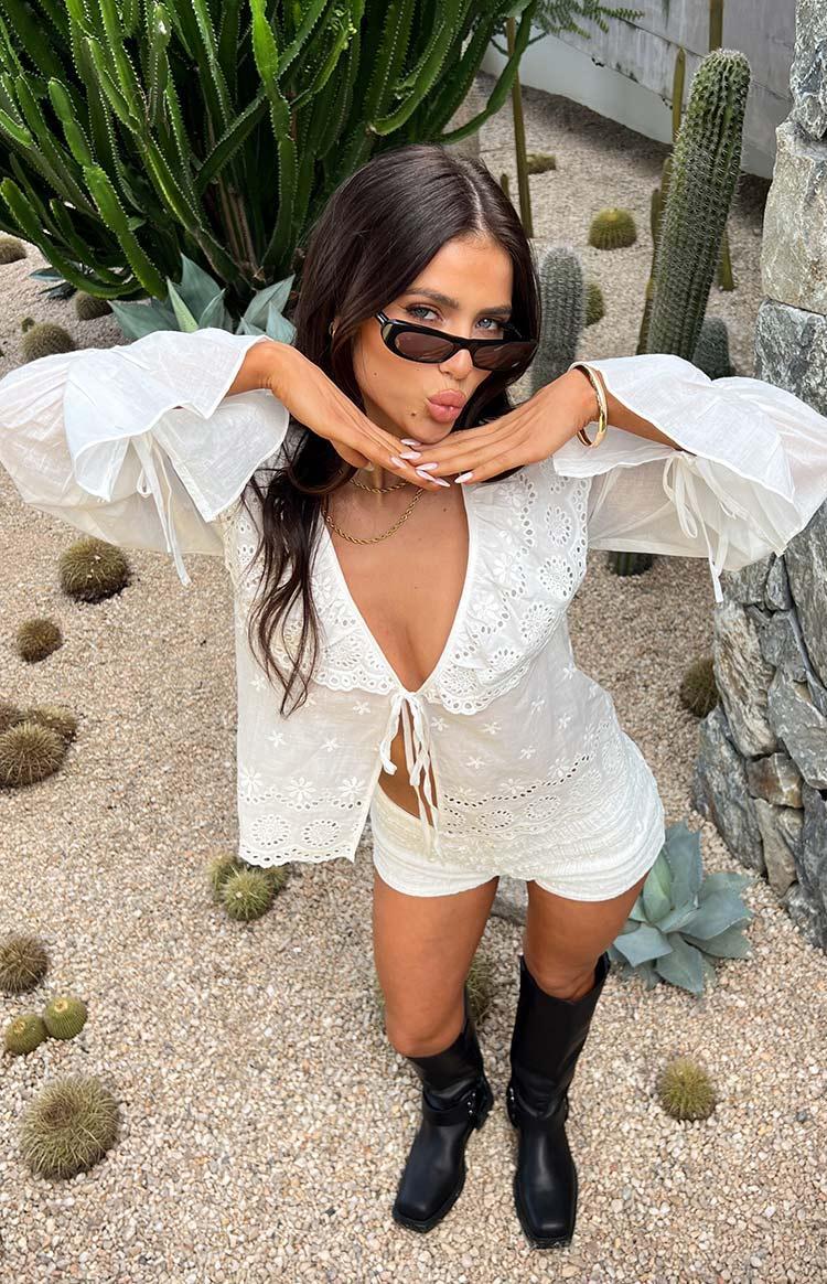 Poppie White Long Sleeve Top Product Image