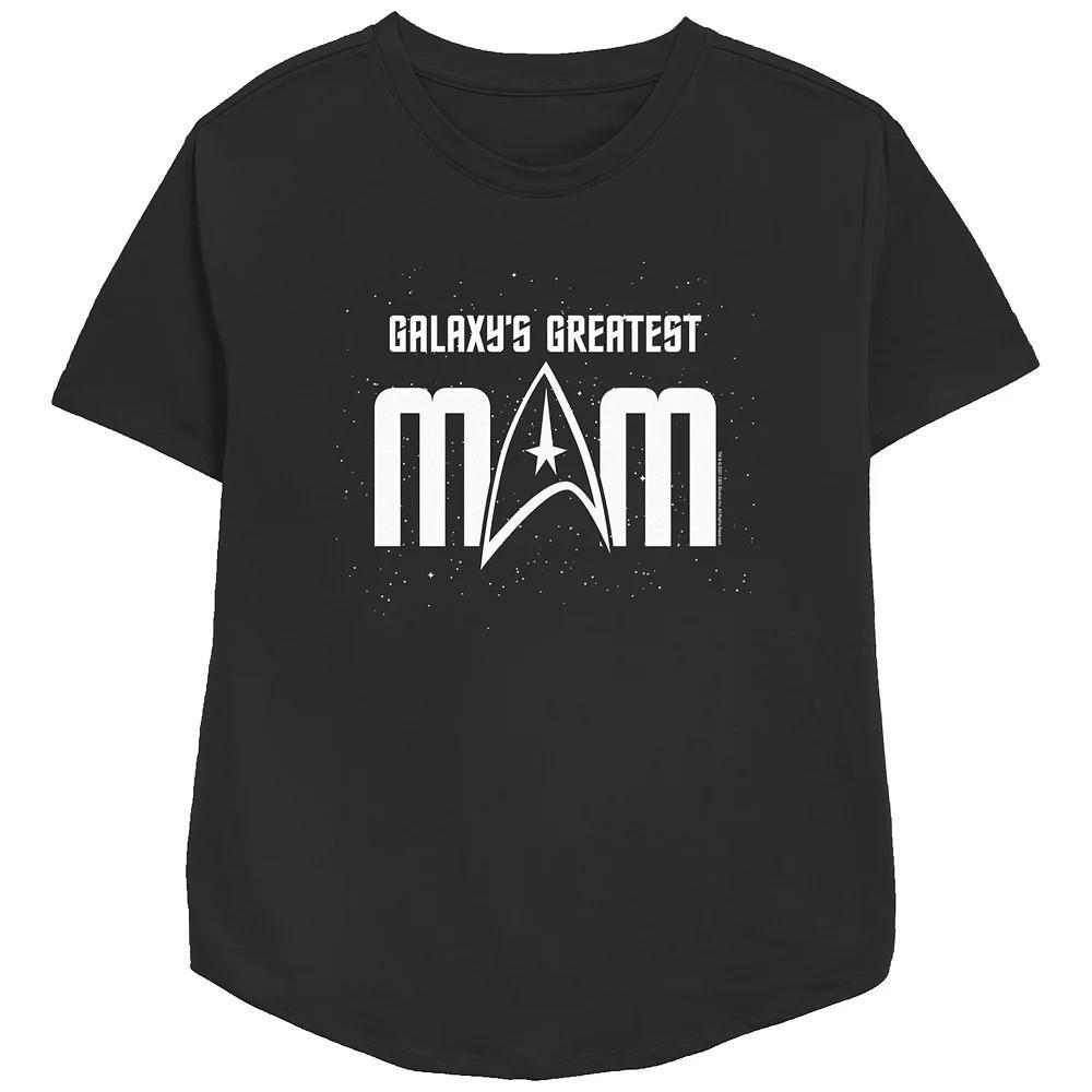 Women's Star Trek Galaxy's Greatest Mom Badge Relaxed Fit Graphic Tee, Size: Large, Black Product Image
