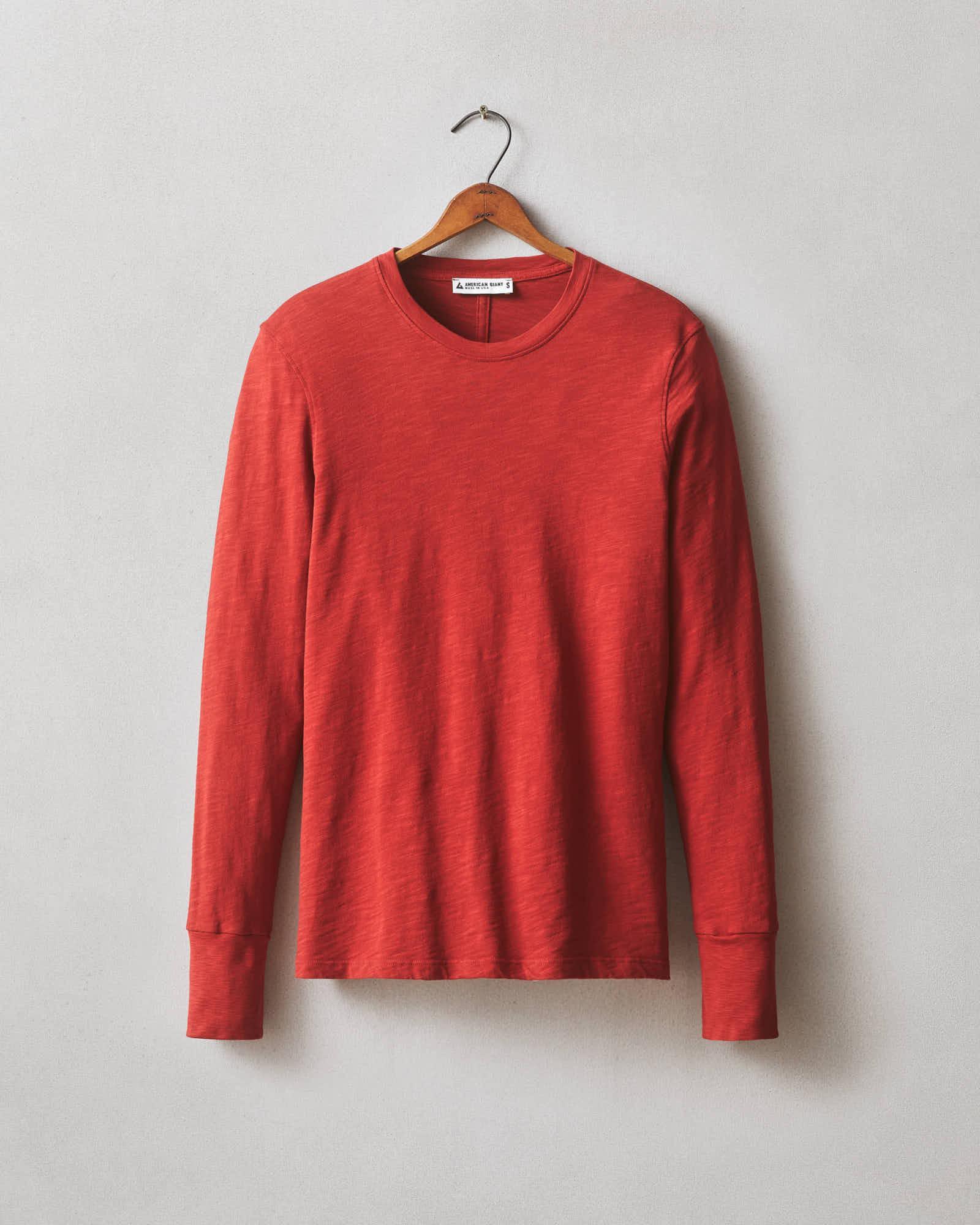 Premium Slub Crew Tee Long Sleeve - Real Red Female Product Image