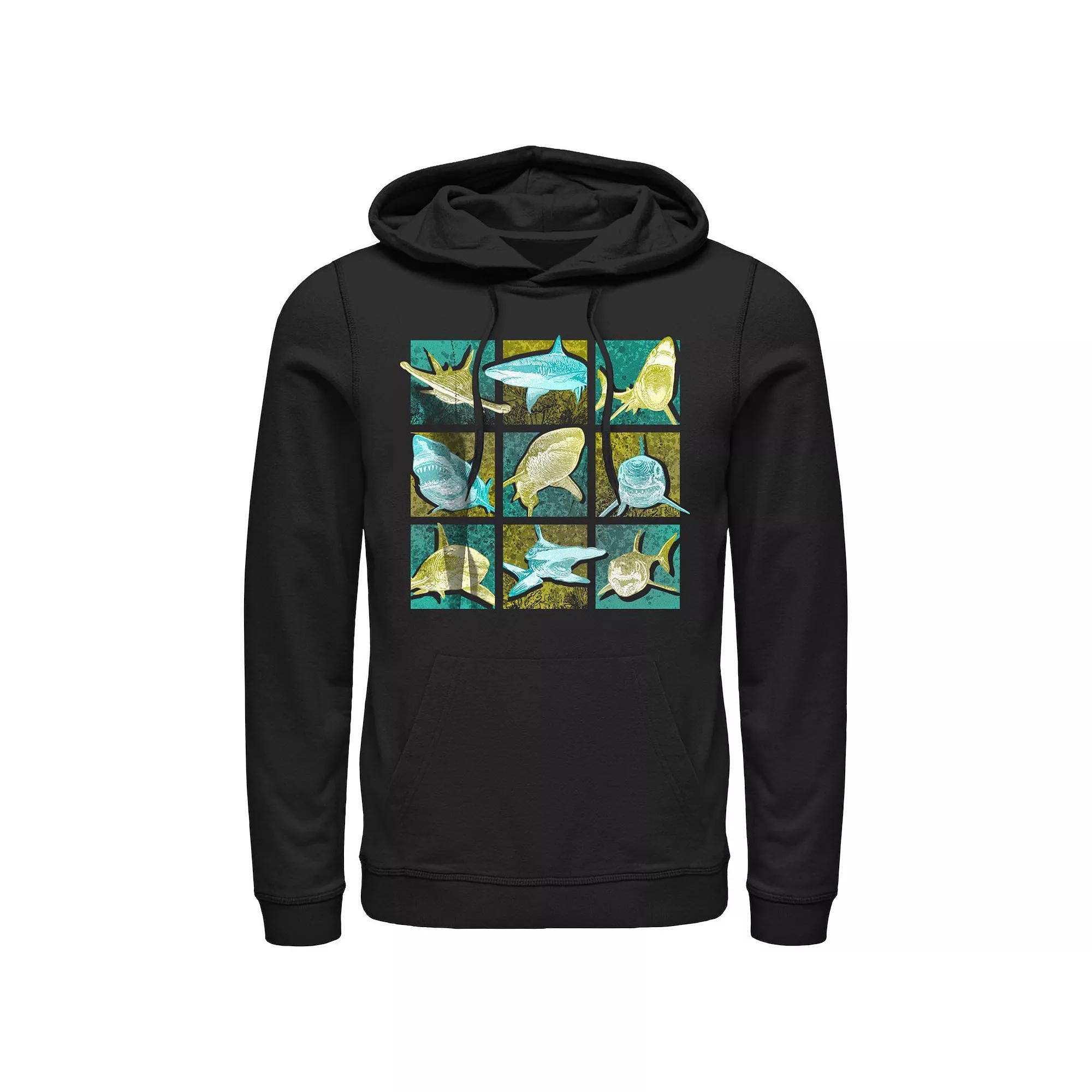 Men's Shark Portraits Graphic Hoodie, Size: Small, Black Product Image