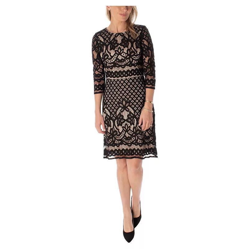 Women's Maison Tara Lace Sheath Dress, Size: 4, Black Nude Product Image