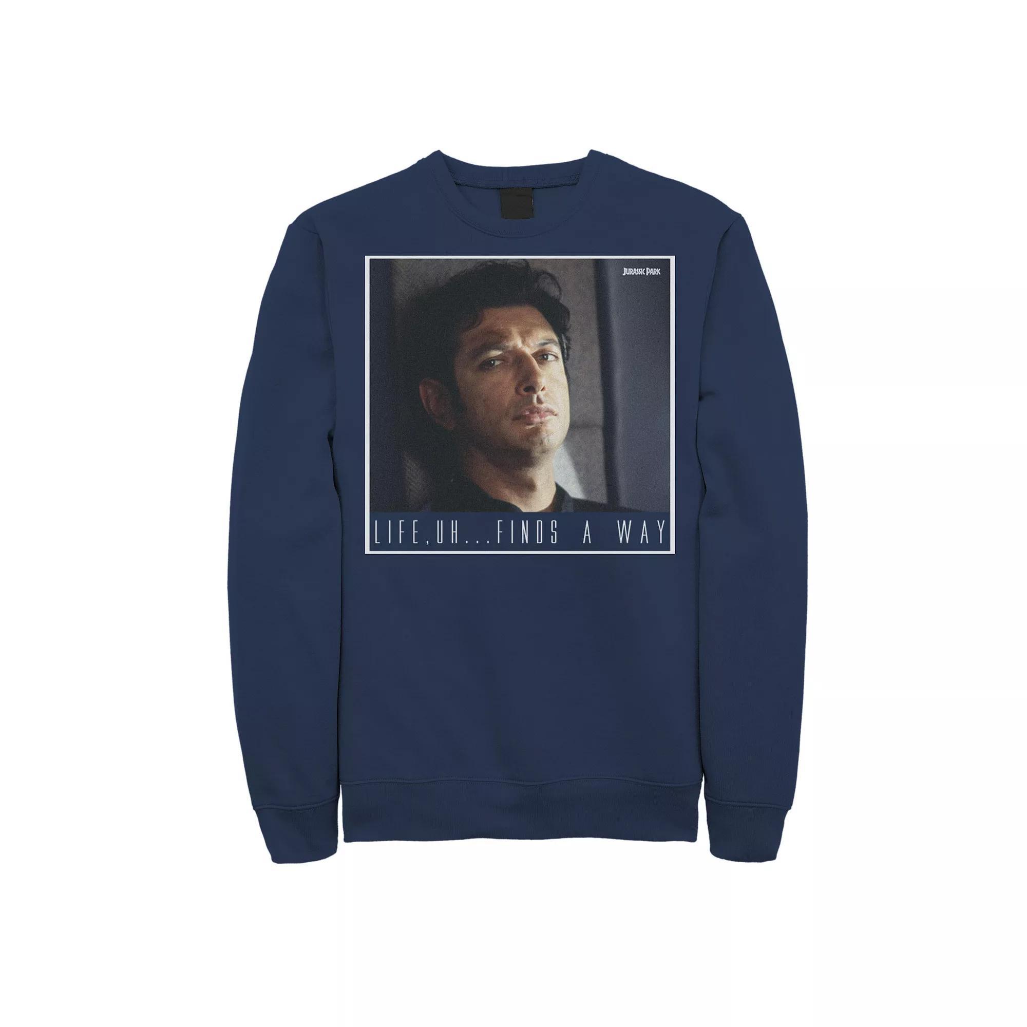 Men's Jurassic Park Ian Malcolm Life Finds A Way Sweatshirt, Size: 3XL, Blue Product Image