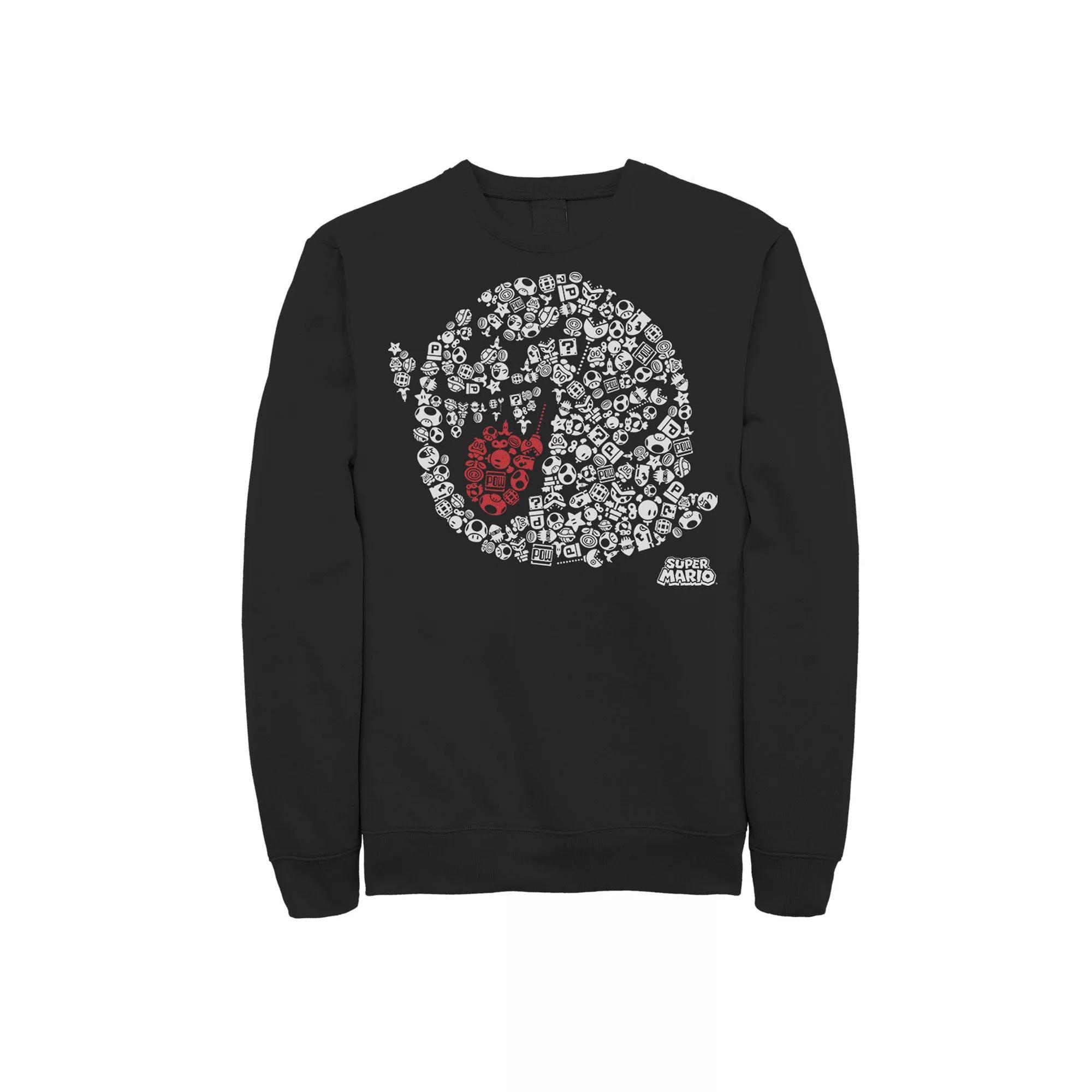 Men's Nintendo Super Mario Iconic Boo Portrait Sweatshirt, Size: Medium, Black Product Image