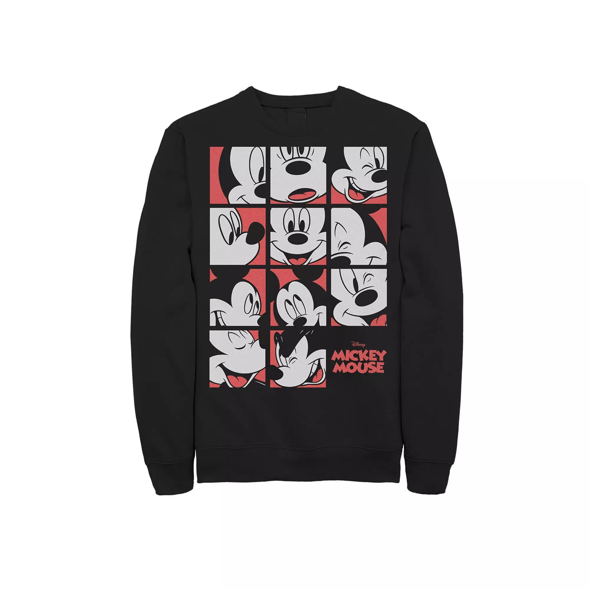 Men's Disney's Mickey Mouse Expressions Boxes Sweatshirt, Size: Medium, Black Product Image