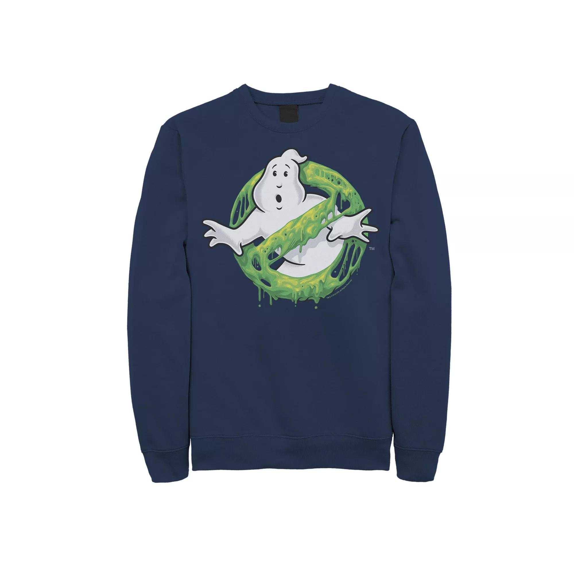Men's Ghostbusters Green Slime Ghost Logo Sweatshirt, Size: XXL, Blue Product Image