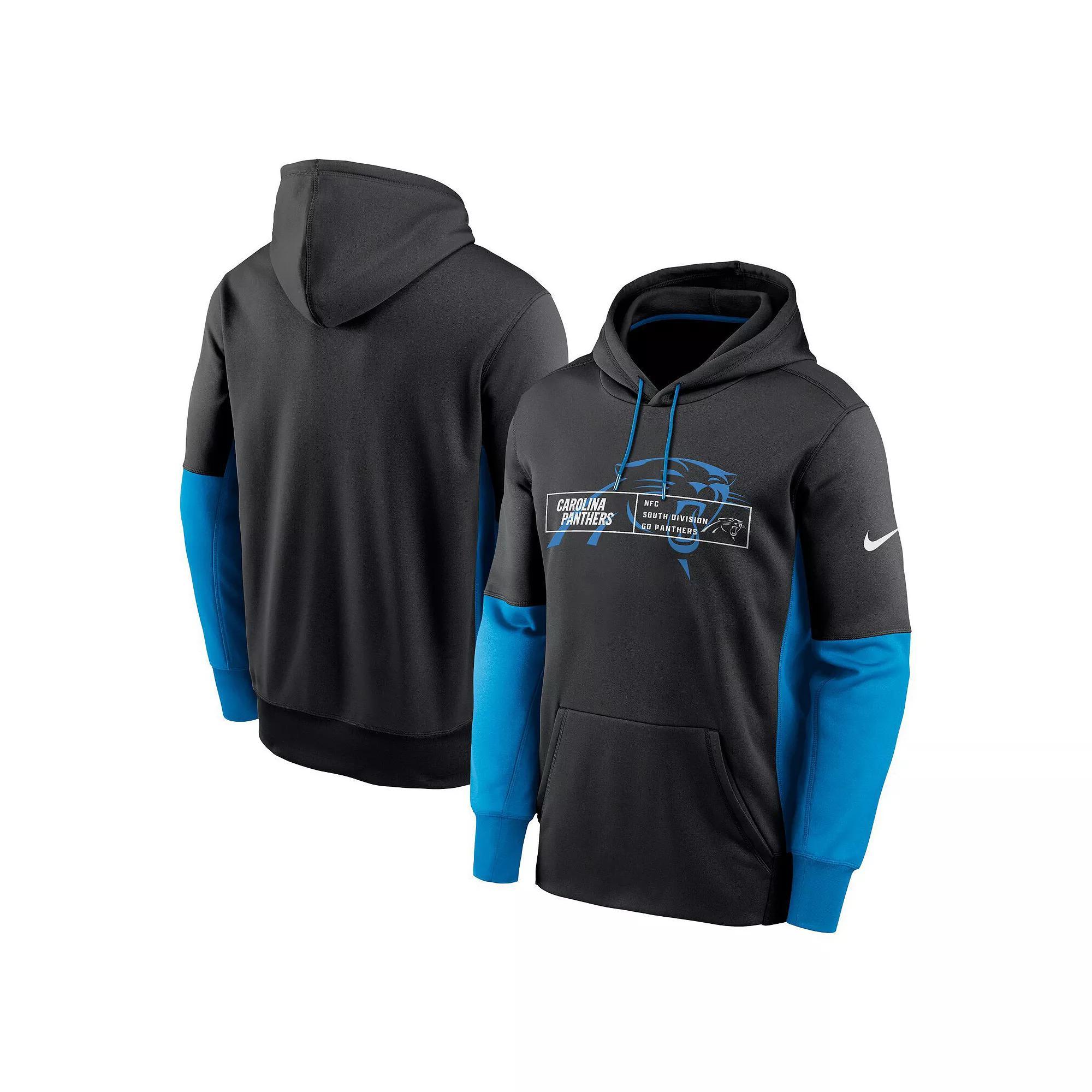 Men's Nike Black Carolina Panthers Color Block Fleece Performance Pullover Hoodie, Size: Medium Product Image