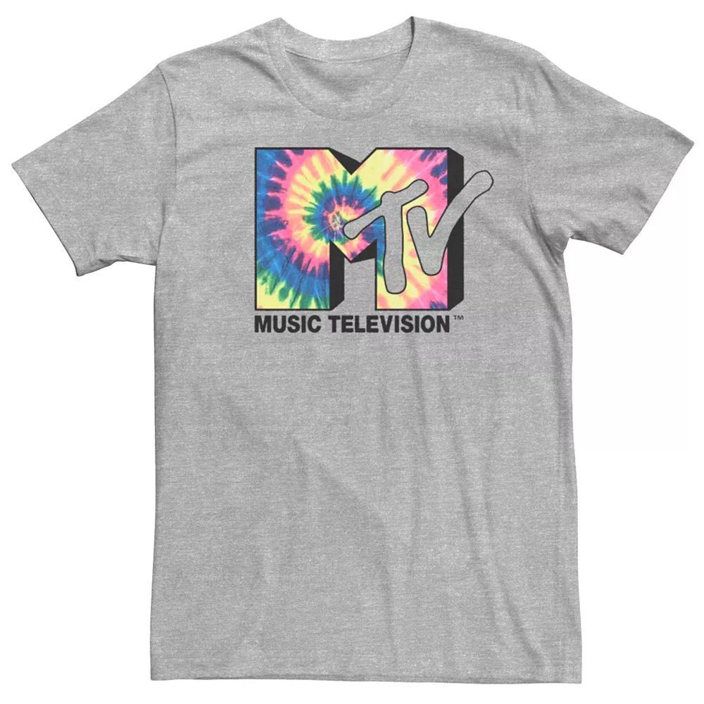 Men's MTV Spiral Tie-Dye Fill Logo Tee, Size: Small, Athletic Grey Product Image