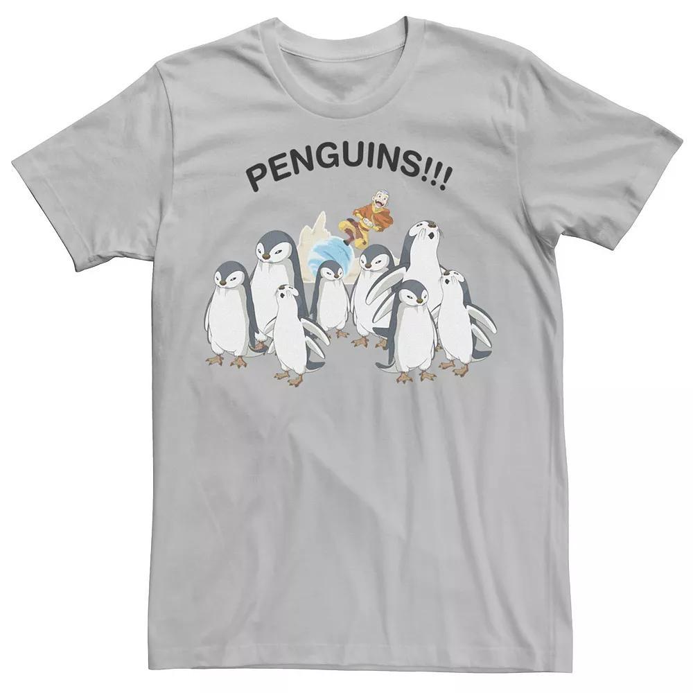 Men's Nickelodeon Avatar The Last Airbender Aang And Penguins!! Portrait Tee, Boy's, Size: Small, Athletic Grey Product Image