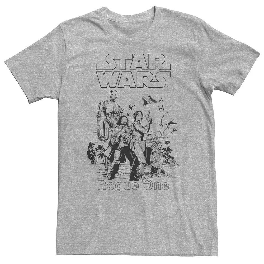Big & Tall Star Wars Rogue One Group Shot Portrait Sketch Tee, Men's, Size: 3XL, Athletic Grey Product Image