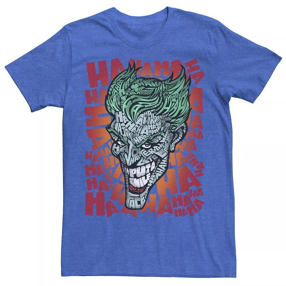 Men's DC Comics The Joker Text Fill Big Face Tee, Size: Small, Royal Grey Product Image