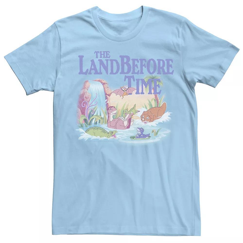 Men's Land Before Time Playing In The Water Group Shot Portrait Tee, Size: Medium, Light Blue Product Image