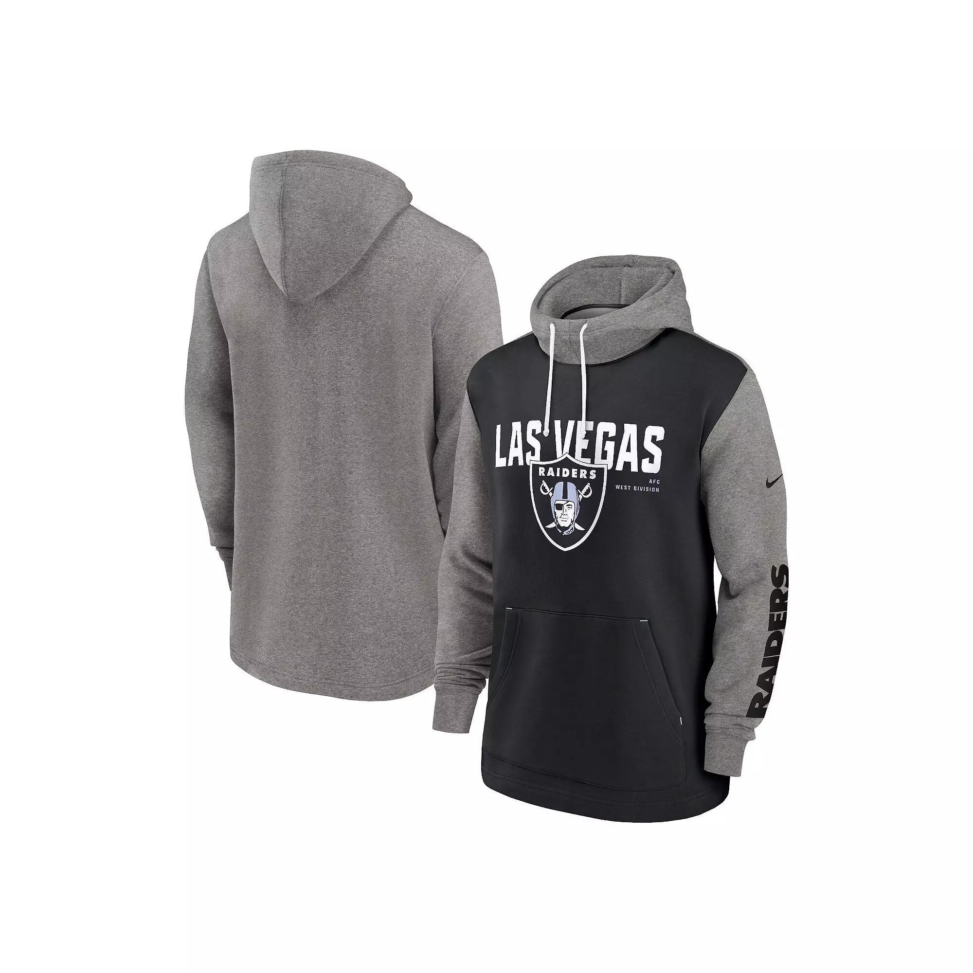 Mens Nike Black Las Vegas Raiders Fashion Color Block Pullover Hoodie Product Image