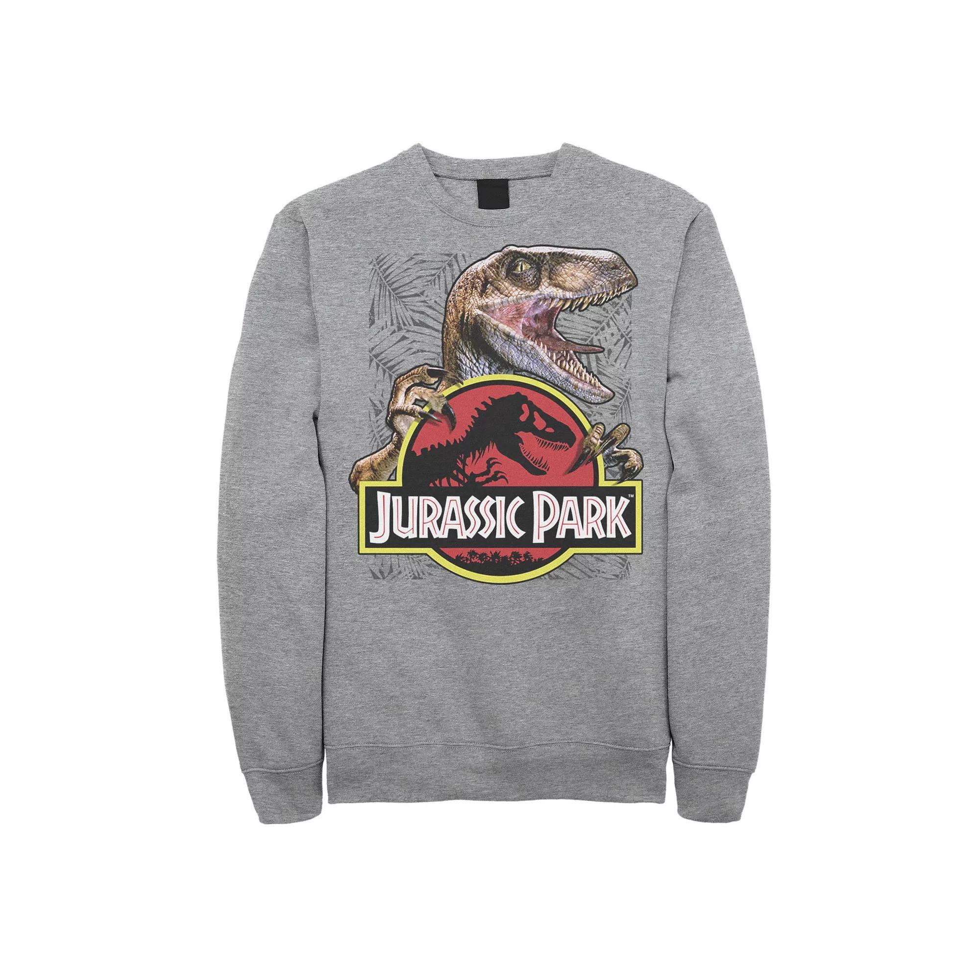 Men's Jurassic Park Raptor Holding Colored Logo Fleece, Size: 3XL, Athletic Grey Product Image