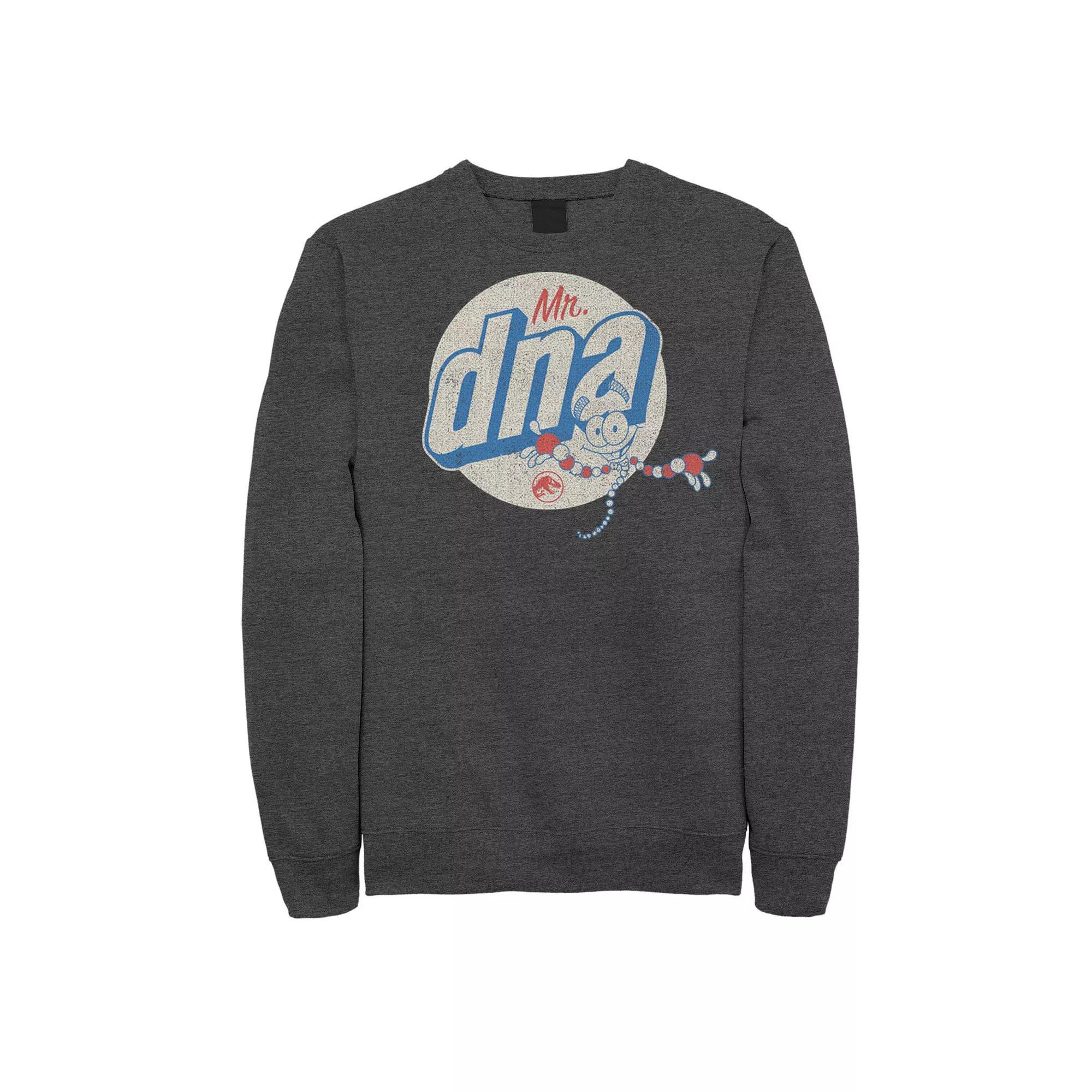 Men's Jurassic World Vintage Mr. DNA Logo Sweatshirt, Size: Small, Grey Heather Product Image