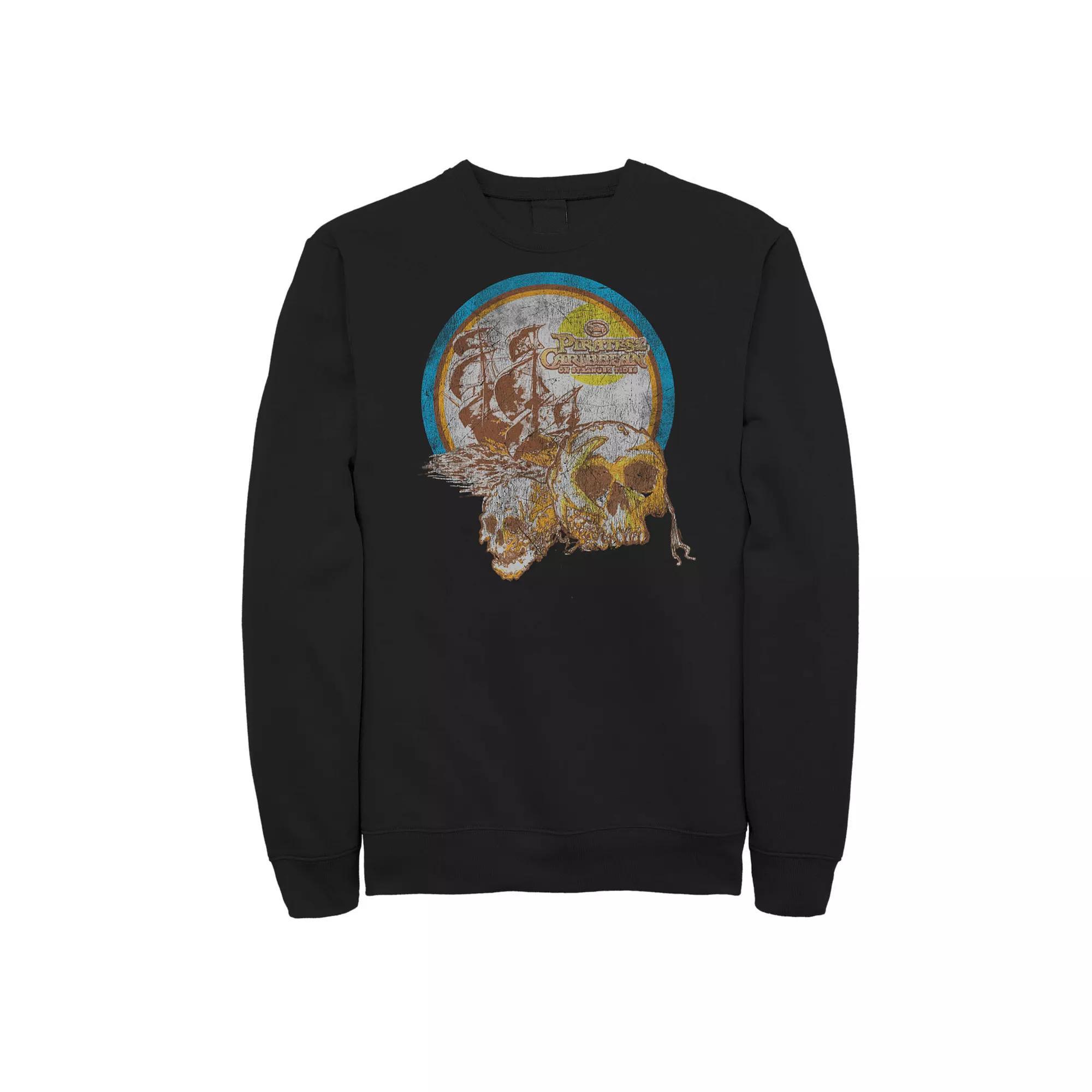 Disney's Pirates of the Caribbean: On Stranger Tides Big & Tall Boat Skulls Circle Graphic Fleece, Men's, Size: XL Tall, Black Product Image
