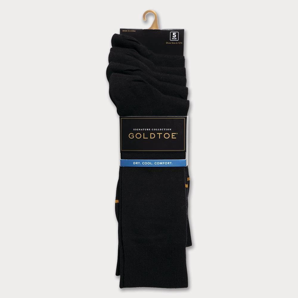 Signature Gold by GOLDTOE Men's Flatknit Crew Socks 5pk - Black 6-12.5 Product Image