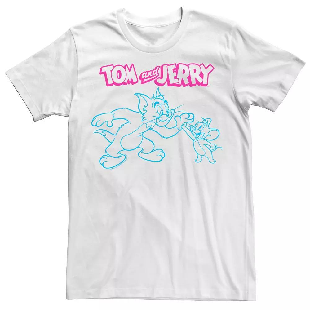 Men's Looney Tunes Tom and Jerry High Five Line Art Tee, Size: Medium, White Product Image