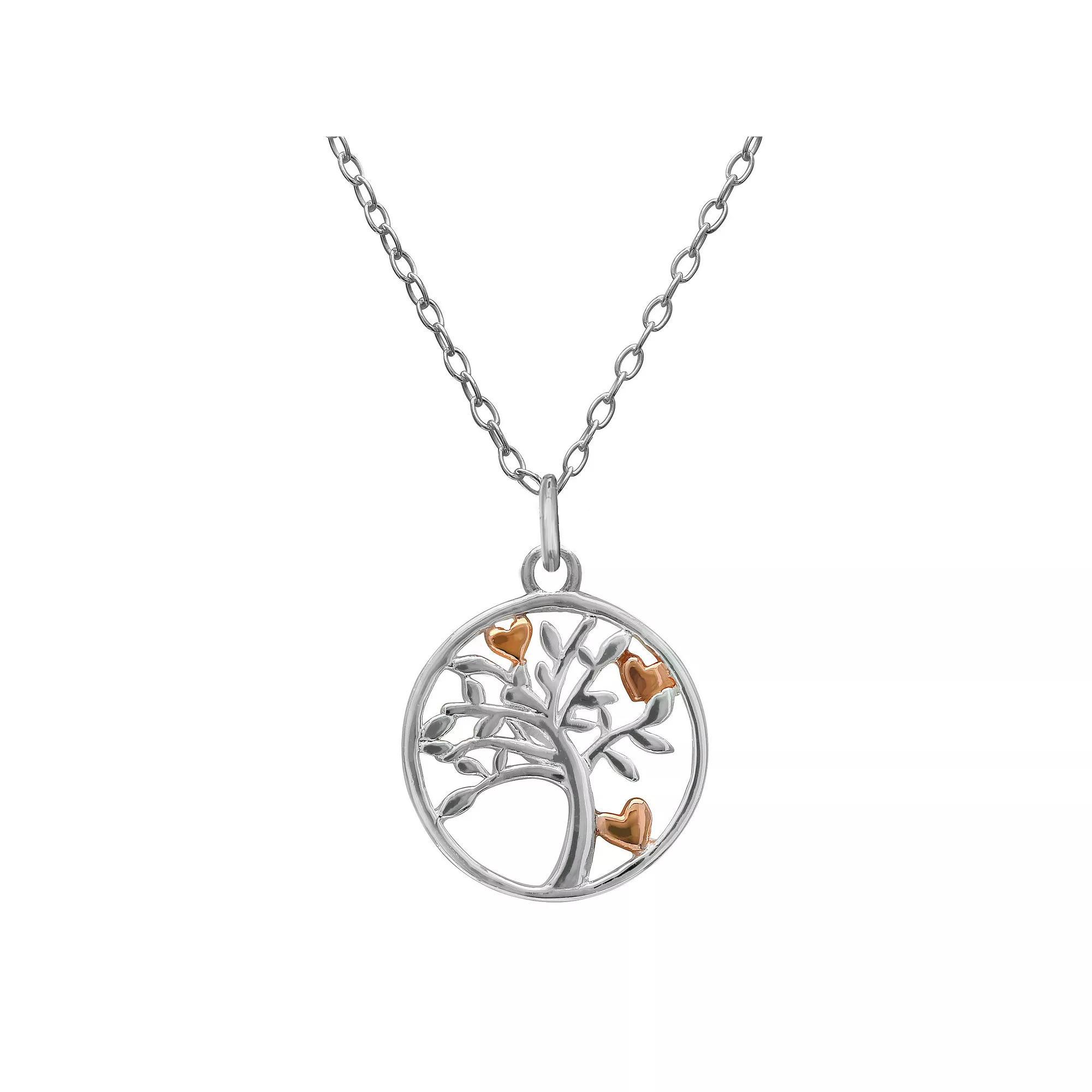 PRIMROSE 18k Rose Gold over Sterling Silver Two-Tone Heart Tree Pendant Necklace, Women's, Size: 18", Two Tone Product Image
