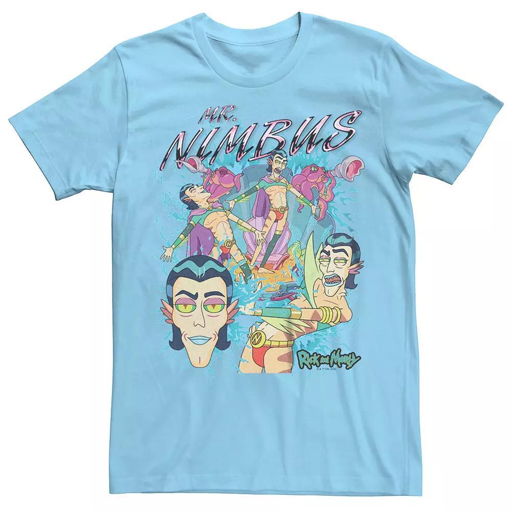 Men's Rick And Morty Mr. Nimbus Poses Tee, Size: Large, Light Blue Product Image