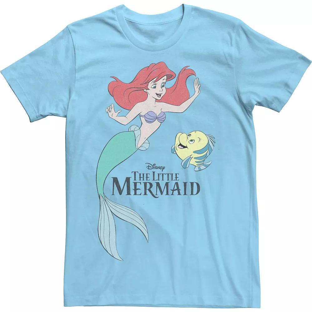Disney's The Little Mermaid Ariel & Flounder Men's Portrait Tee, Size: Small, Light Blue Product Image