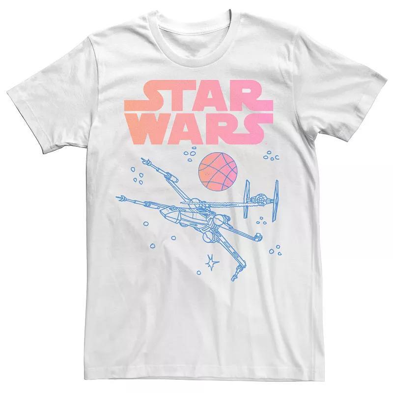 Men's Star Wars X-Wing Ombre Logo Poster Tee, Size: Small, White Product Image