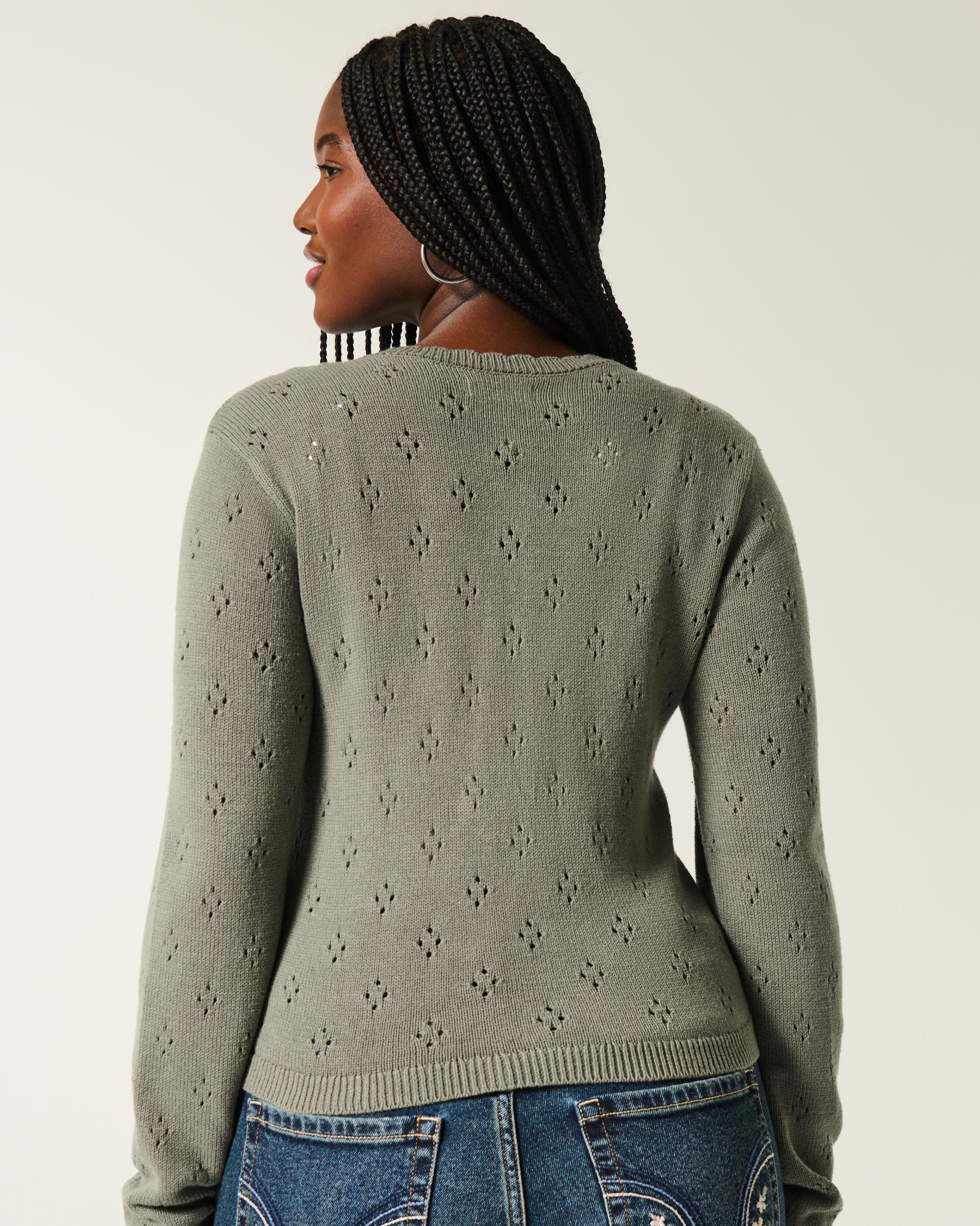 Eyelet Crew Cardigan Product Image