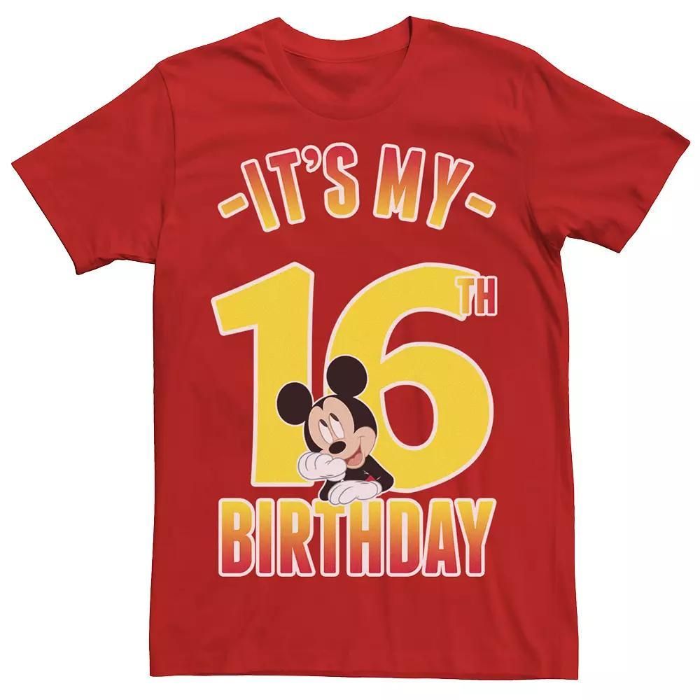 Disney's Mickey And Friends Mickey It's My 16th Birthday Men's Tee, Size: XXL, Red Product Image