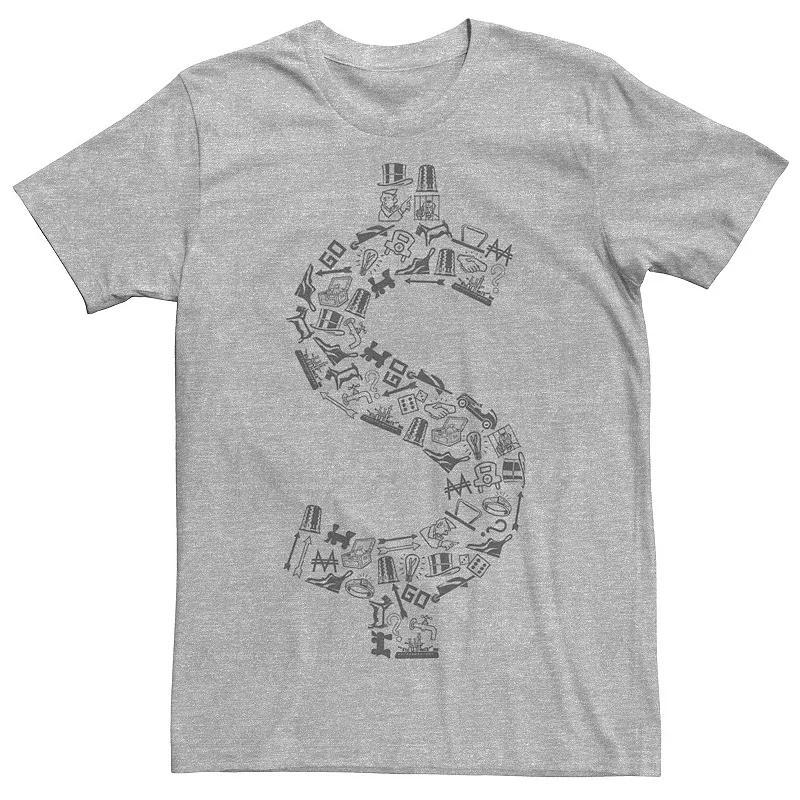 Men's Monopoly Icons Money Symbol Graphic Tee, Size: XS, Athletic Grey Product Image
